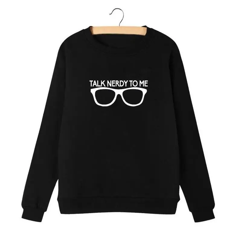 

Talk Nerdy To Me Students Autumn Casual Women Tracksuit Funny Letters Sweatshirt Black and White Pullover Hoodies