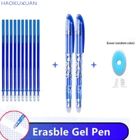 erasable ballpoint pen set washable handle blue black color ink writing school office stationery supplies exam spare