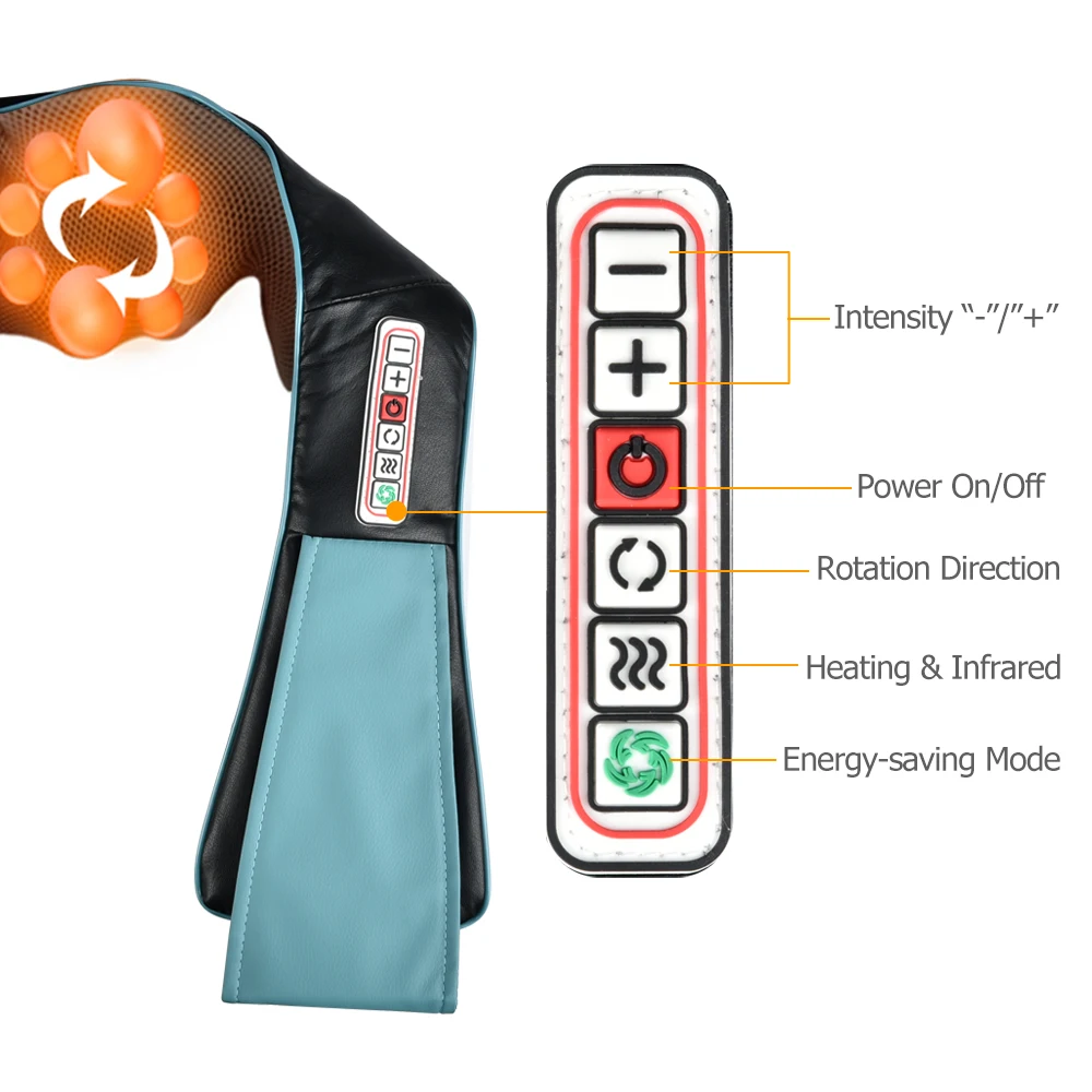 U образный Электрический шиацу массажер шаль ролик для теплового массажа