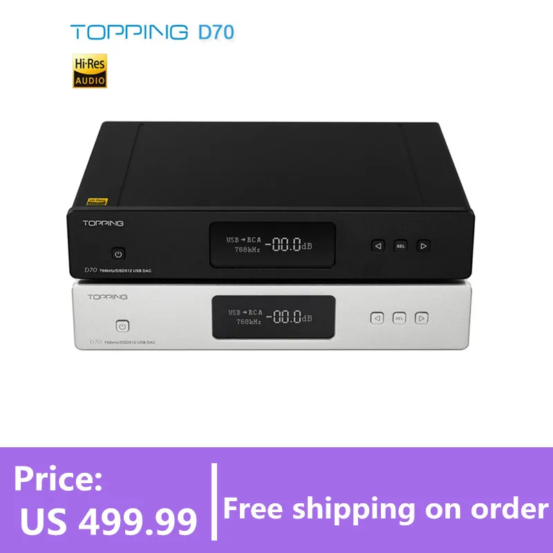 TOPPING D70 декодер AK4497 * 2 DAC AK4118 XMOS XU208 DSD512 Native 32 бит/768 кГц Hi Res аудио с декодером