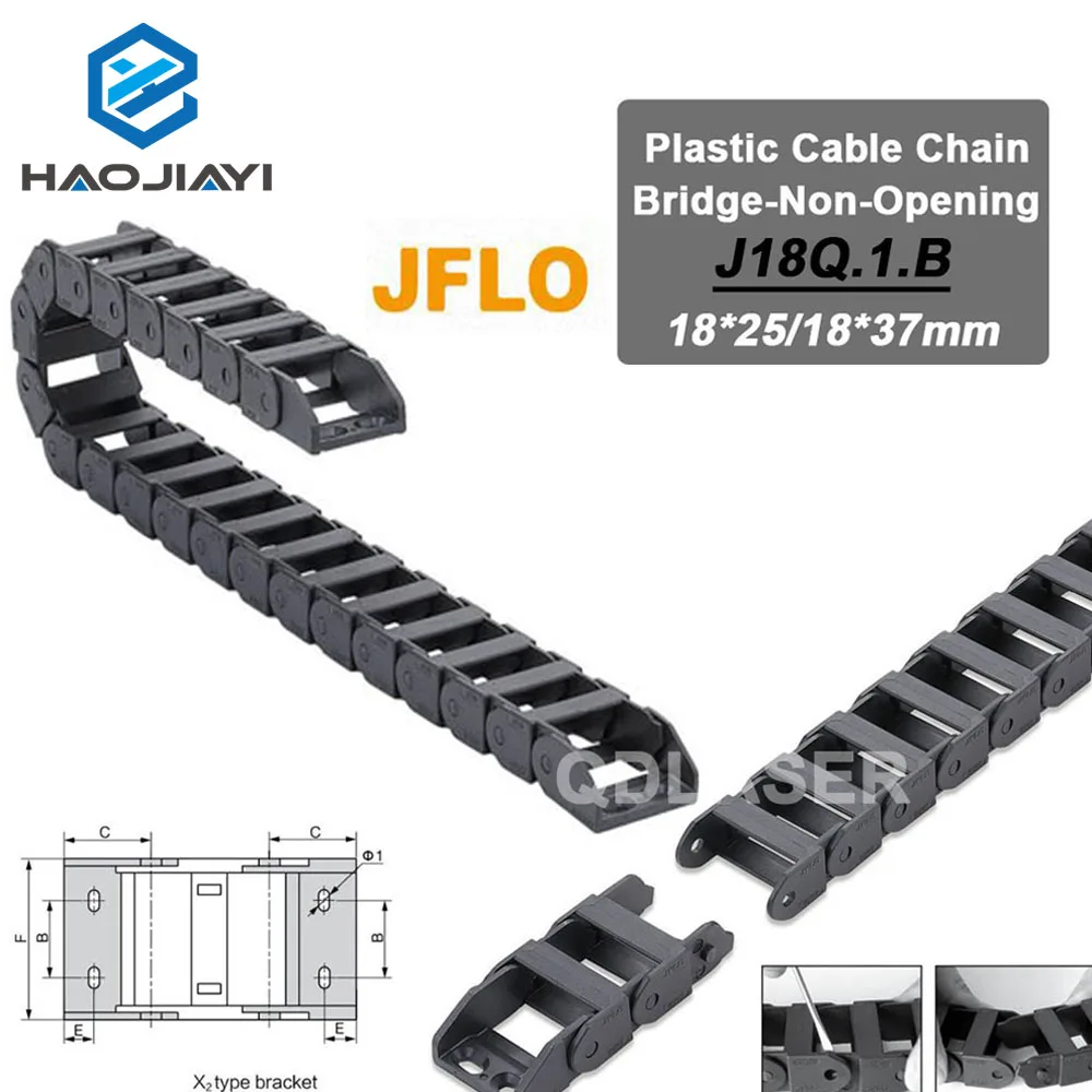 

HAOJIAYI Cable Chains 18x25 18x37mm Bridge Type Non-Opening Plastic Towline Transmission Drag Chain for Machine