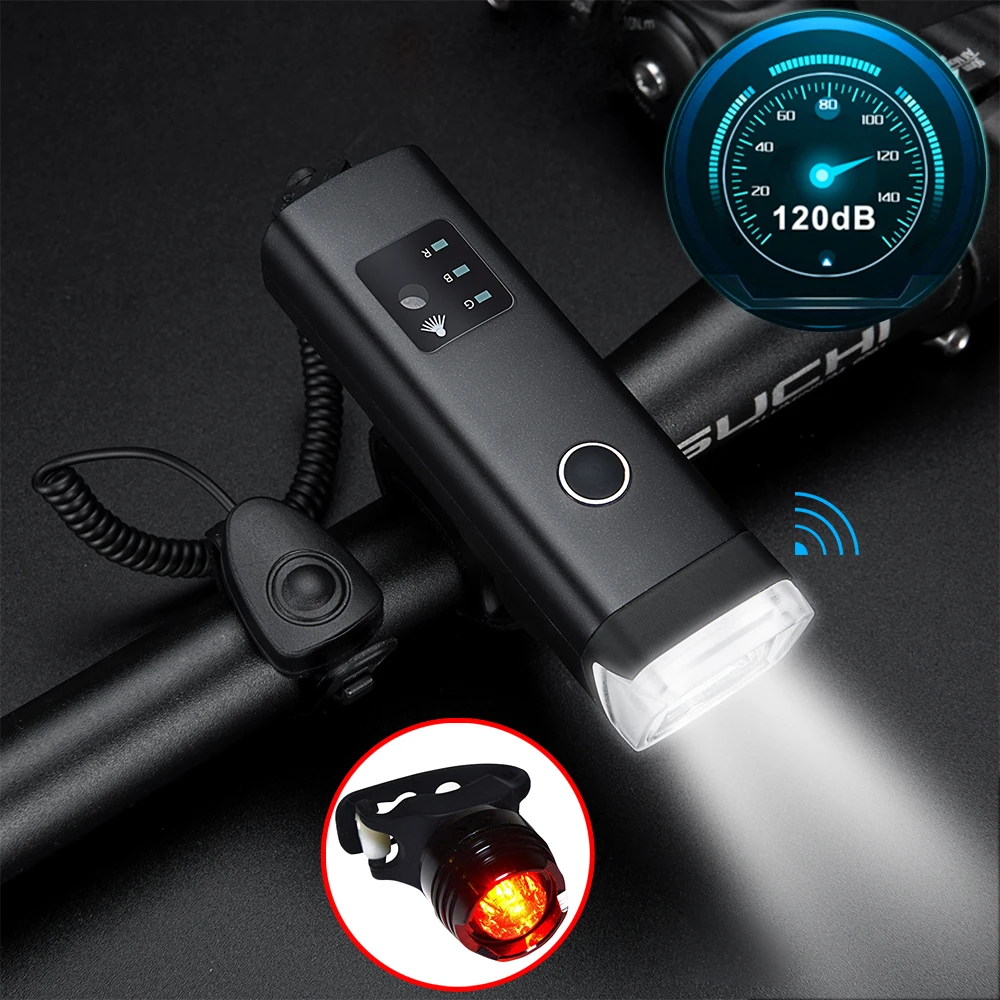 1200 мА/ч индукционный велосипедный светильник передний USB Перезаряжаемый умный