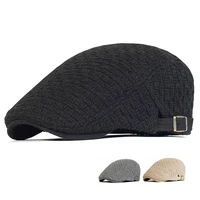 mens thick warm newsboy caps winter knit flat hats fashion casual beret lvy cap golf adjustable driving hat