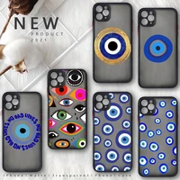 evil eye turkish lucky blue phone case for iphone 12 11 8 7 plus mini x xs xr pro max matte transparent cover