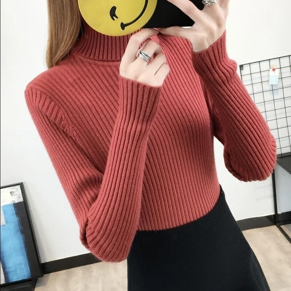 

ZOGAA 6 Color Autumn Winter Thick Turn-down Collar High Elasticity Casual Pullover Female Thick Turtleneck Knitted Women Sweater