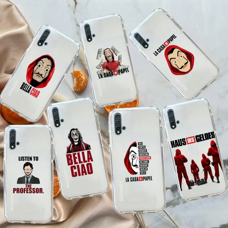 

Spanish TV series la casa de papel Phone Case Transparent for Huawei honor P mate 40 20 30 10 50 i 9 x mate pro lite 8a