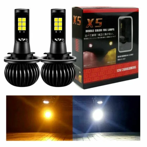 

Kit Fog Light LED Lamp 2600 Lumens 2Pcs Bulbs Car Dual Color White/Yellow