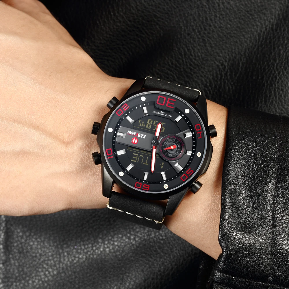 Часы наручные KADEMAN Мужские кварцевые роскошные брендовые светодиодные цифровые