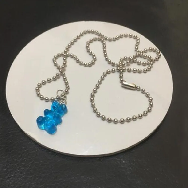 

2021 New 7 Color Fashion Violent Bear Mini Pendant Necklace Children's Birthday Gift Necklace Jewelry Bear Gift