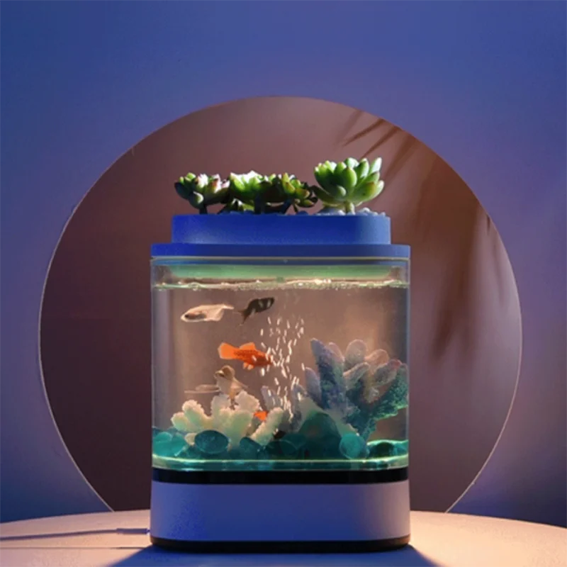 Xiaomi mijia Geometic Mini Lazy Fish Tank usb зарядка самоочищающийся аквариум с 7 цветами светодиодный светильник для домашнего офиса и аквариума