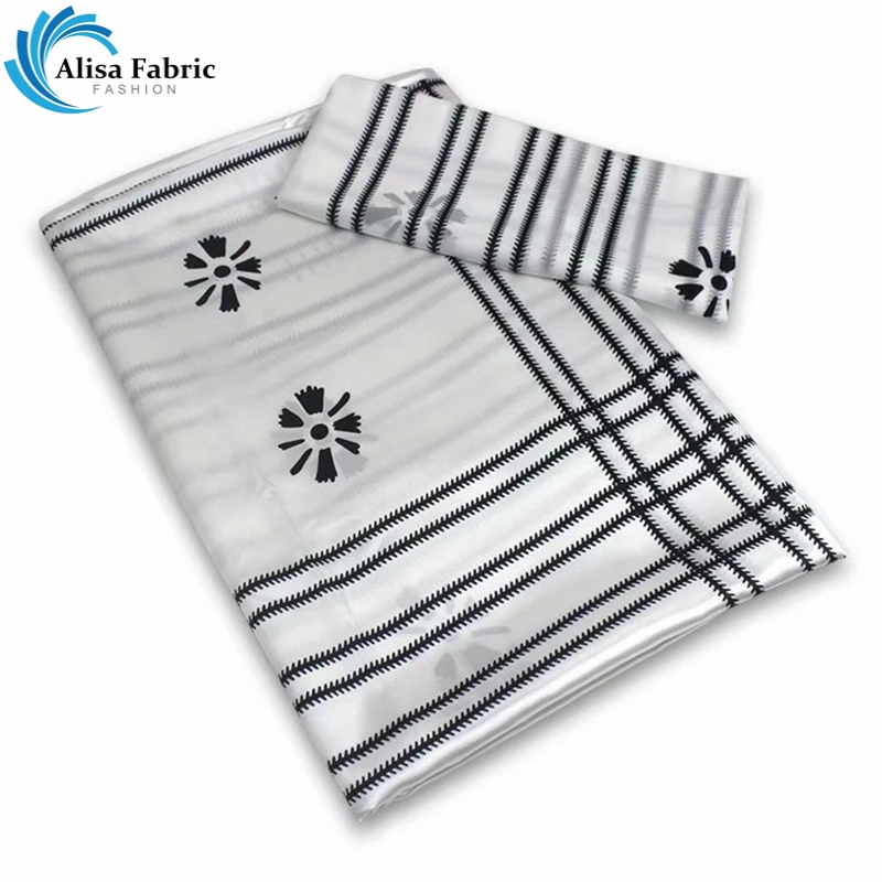 

Organza Silk Fabric 4yards Match 2yards Ribbon Silk Fabric High Quality Digital African Print Silk Fabric African Fabric A-15