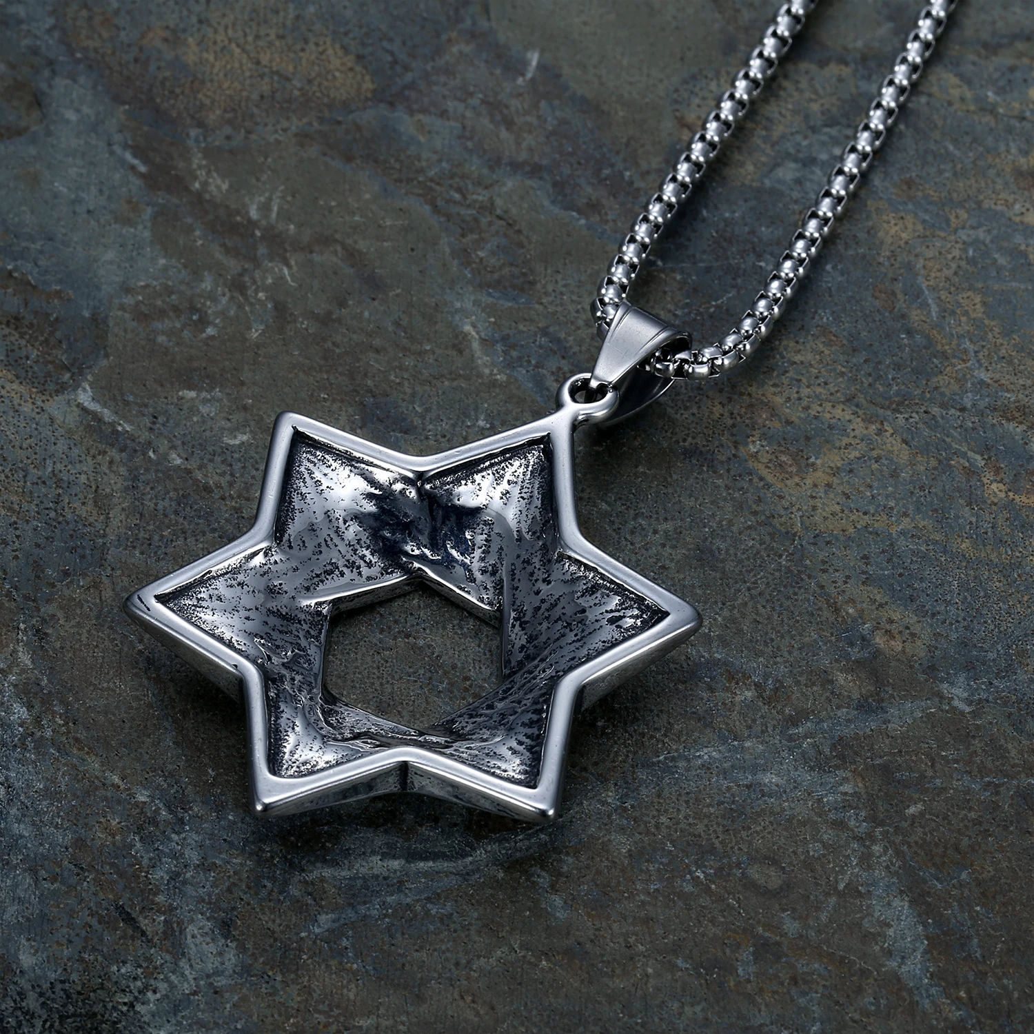 Античное серебряное ожерелье с подвеской Шестигранная звезда Давида подарок на