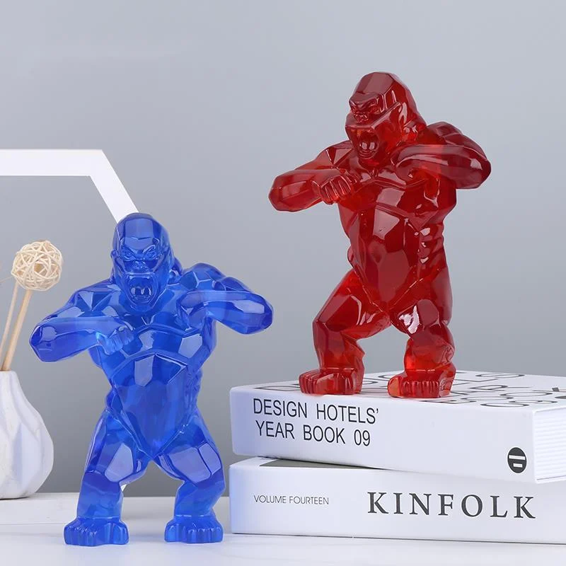 

Modern Nordic Monkey King Kong Living Room Amber Resin Ornaments Gorilla Geometric Sculpture Home Decor Model figurine