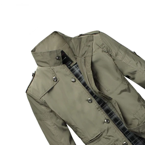 

Men's Trench Coat Polyester Large Size Men's Jacket Slim Stand Collar Jacket