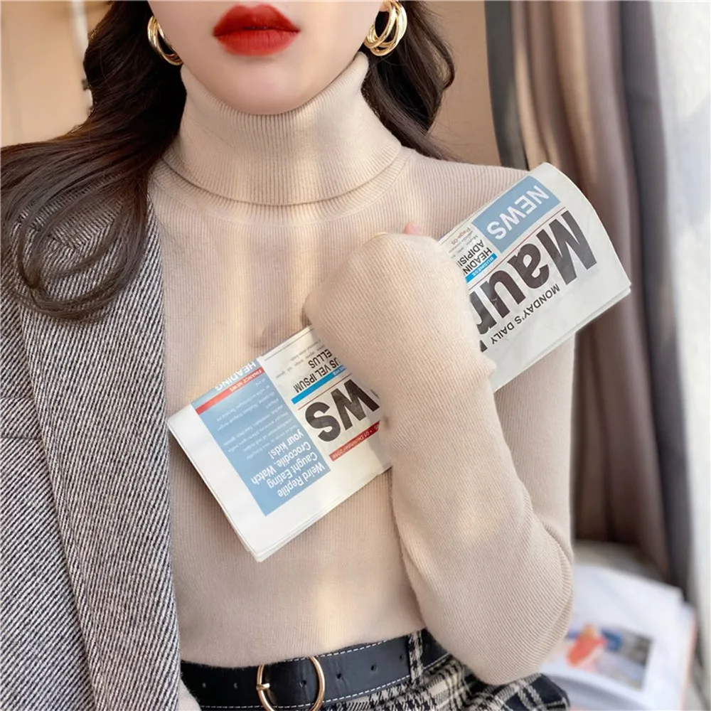

V Neck Retro Vintage Knitted Jumper Women's Turtleneck Sweater Casual Slim Fit Pullover Stretch Ribbed Long Sleeve Tops Knitwear