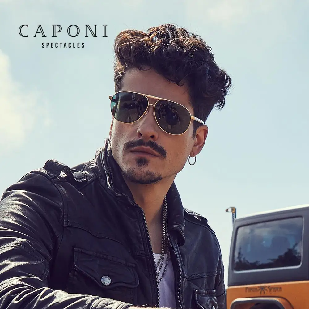 CAPONI, мужские солнцезащитные очки, высокое качество, поляризационные очки, классический бренд, солнцезащитные очки, покрытие линз, очки для вождения, для мужчин, CP8657