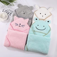 baby bath towel velvet fleece hood cute cartoon infant absorbent poncho blanket newborn beach quick drying bathrobe