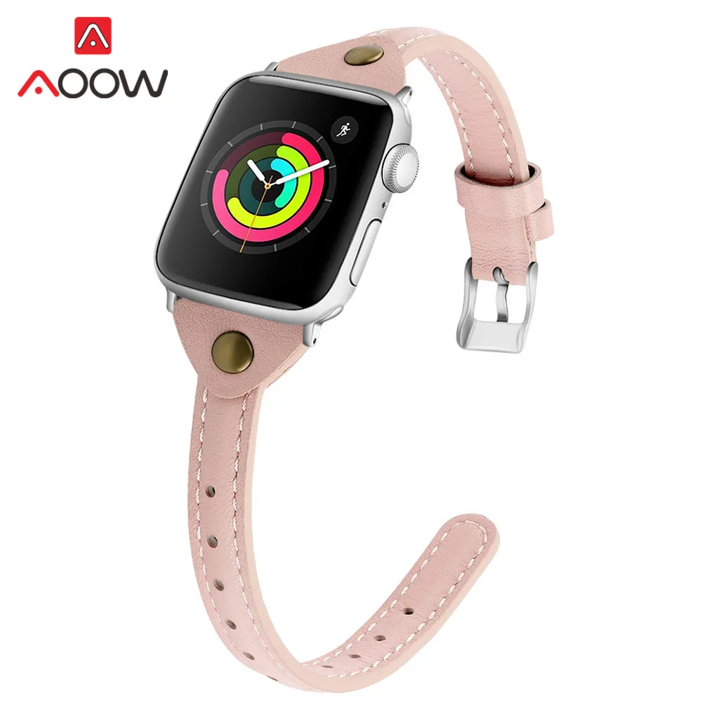 Ремешок для часов из натуральной кожи 11 цветов Apple Watch 38 мм 40 42 44 iwatch 5 4 3 2 1|Ремешки