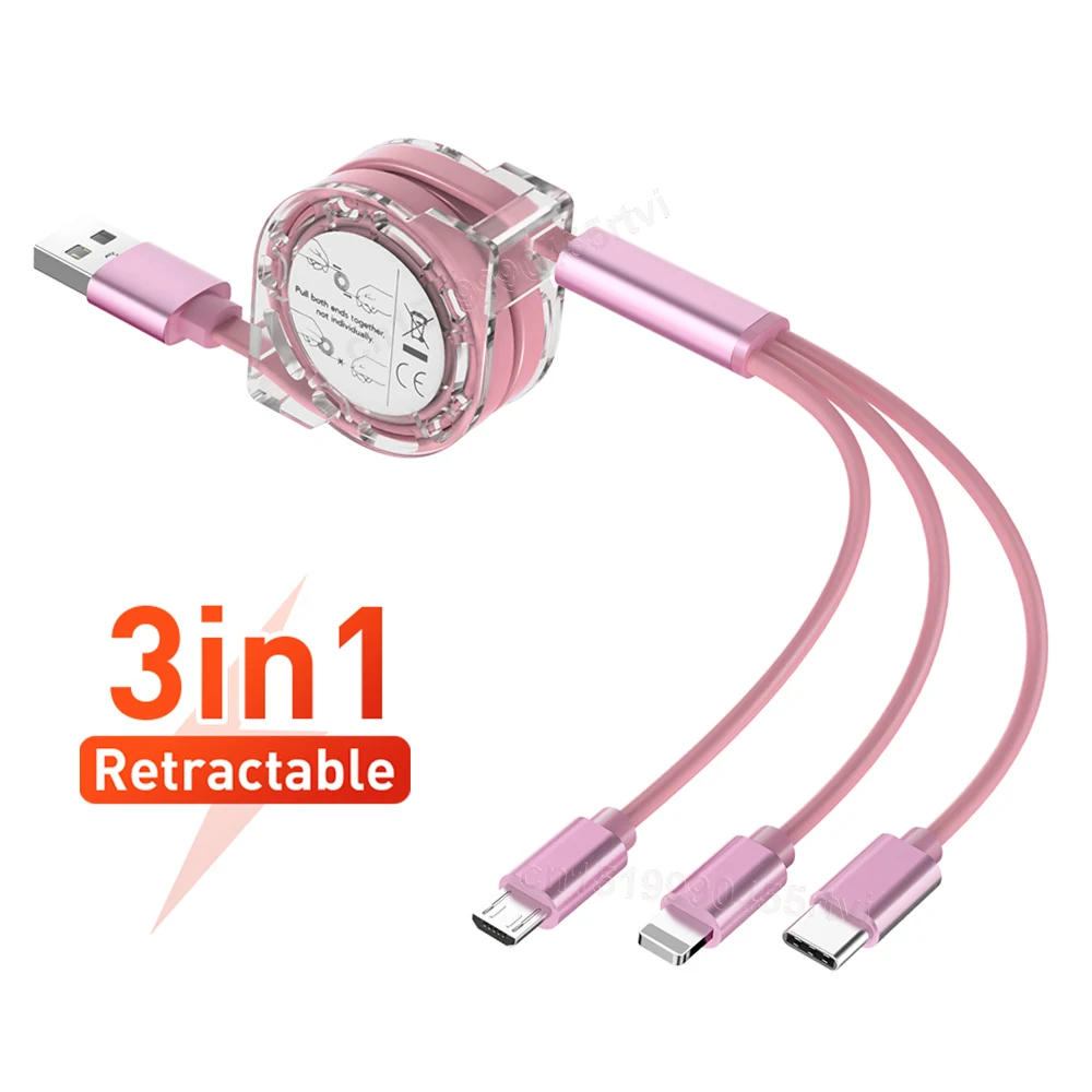 

3In1 2in1 Micro USB Type C 8 Pin Multi Charger Cable For iPhone 12 11 Huawei P40 Pro S10 Mobile Phone Cables Charging Cabel Cord
