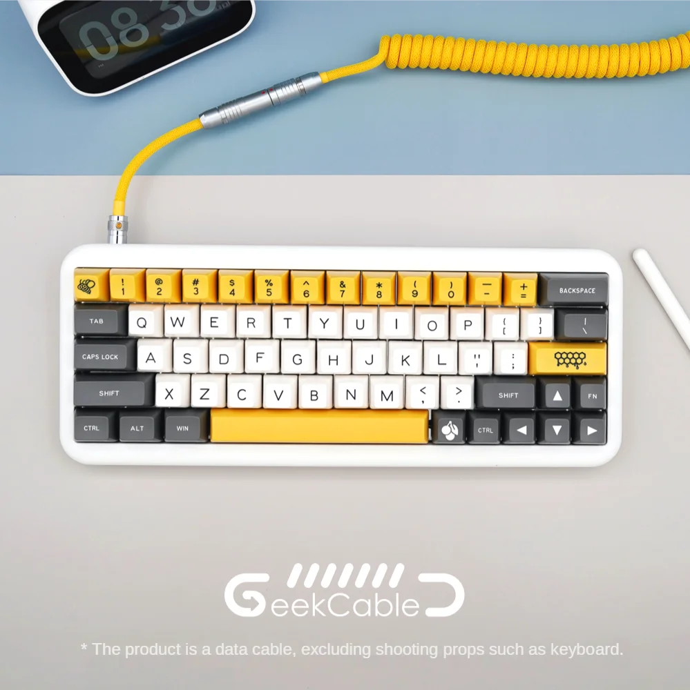 GeekCable Handmade Custom Mechanical Keyboard Line Theme Canoe Volt Electrophoresis Yellow Type-C Mini-USB Keyboard Data Cable