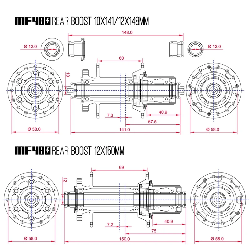 KOOZER MF480 комплект передней и задней ступицы 2/4 подшипник 24T трещотка 32 отверстия