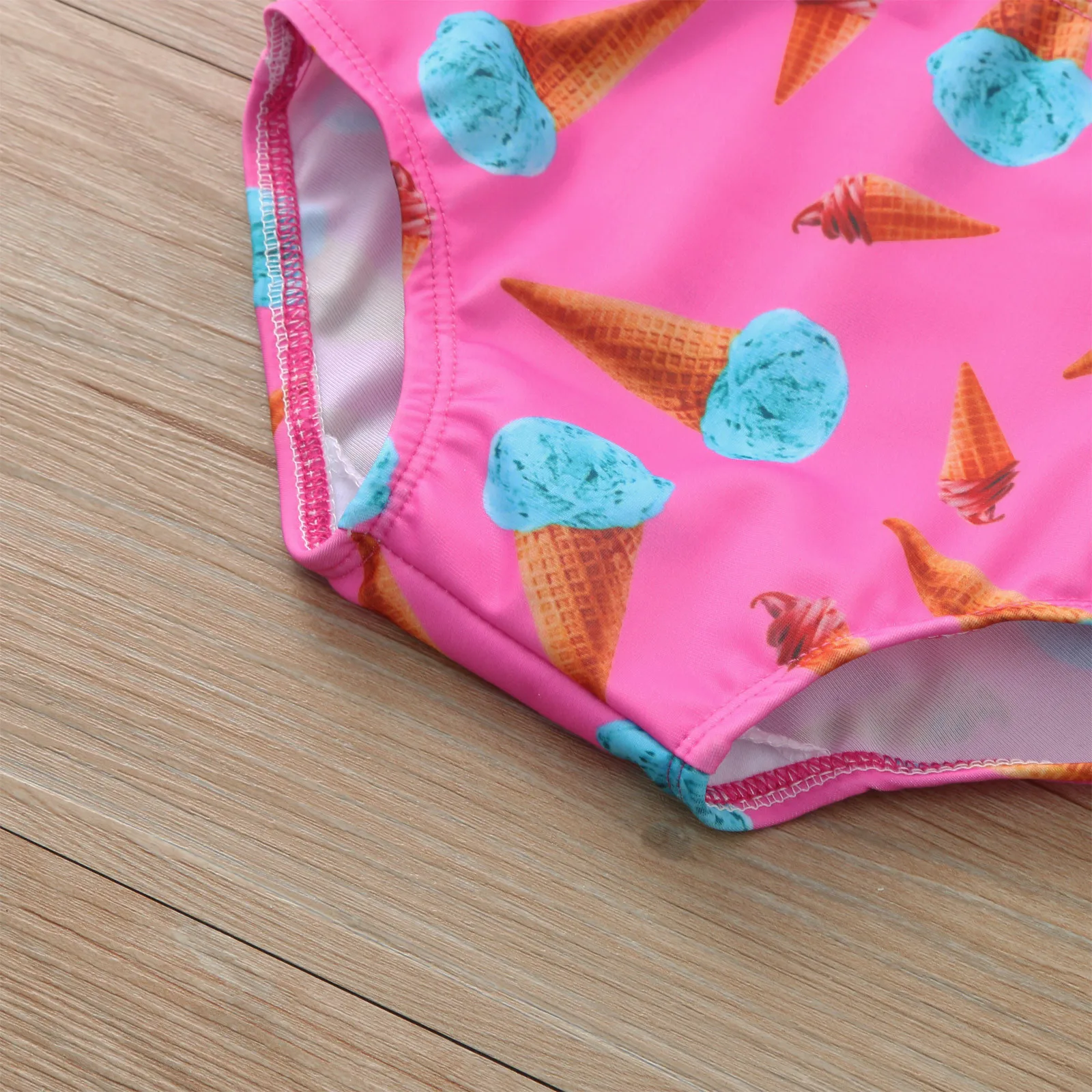 

Summer children's swimsuit Toddler Kids Baby Girls Vest Lace Ice Cream Print Detachable Swimsuit Beachwear