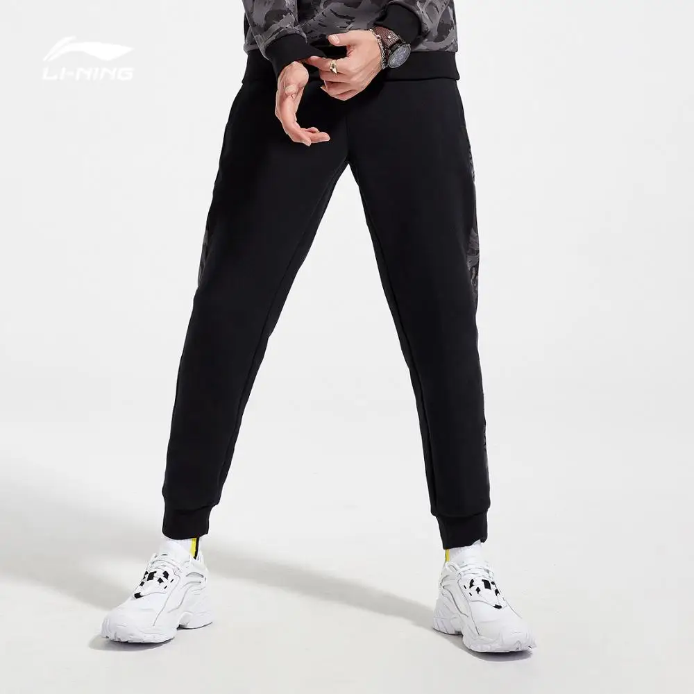 Li-Ning, мужские трендовые спортивные штаны, 66% хлопок, 34% полиэстер, обычная посадка, Удобная подкладка, спортивные штаны, брюки AKLN885 COND18