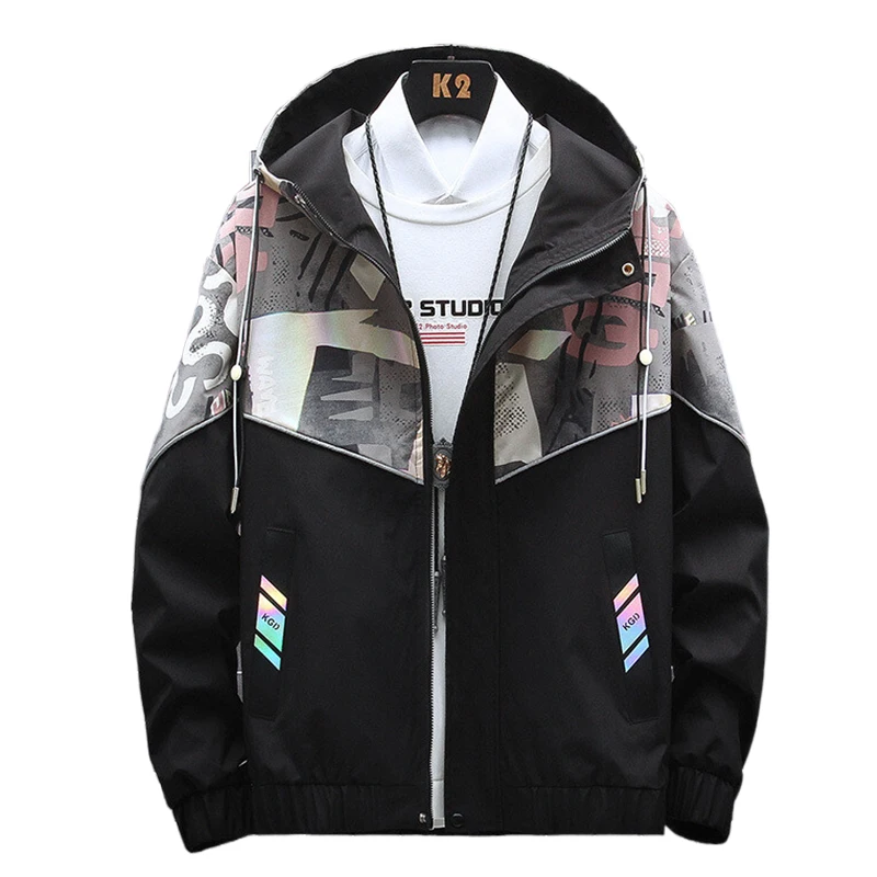 

Куртка мужская Светоотражающая на молнии, модная камуфляжная уличная одежда с капюшоном, Бомбер, пальто, размеры Vespa island8, весна-осень