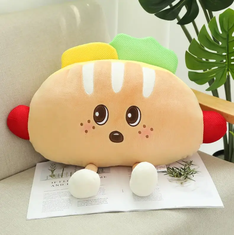 30CM hot dog Милые продукты поп Кукуруза гамбургер плюшевые игрушки Моделирование Kawaii экспрессии пиццы мягкая подушка куклы дети Nap Подушка игрушка - Цвет: 30CM hot dog