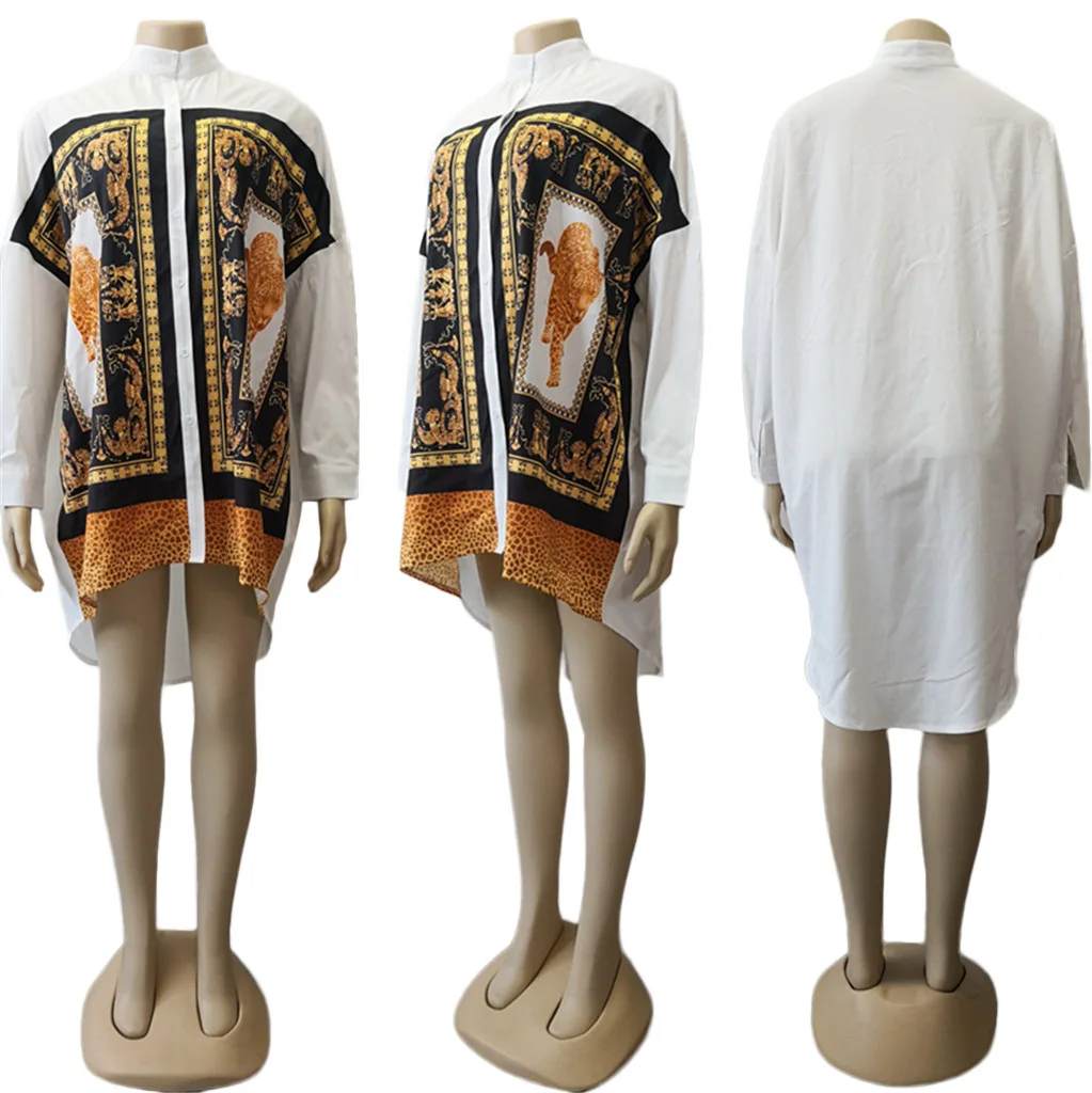 

European and American Summer Fashion Retro Temperament Leopard Loose Print Shirt Dress Nightclub