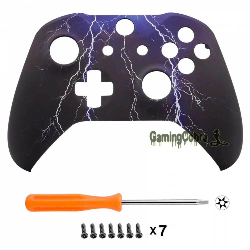 Purple Lightning Пользовательские узорные мягкие сенсорные запасные части передняя оболочка для Xbox One X& One S модель контроллера 1708 - Цвет: Purple Lightning