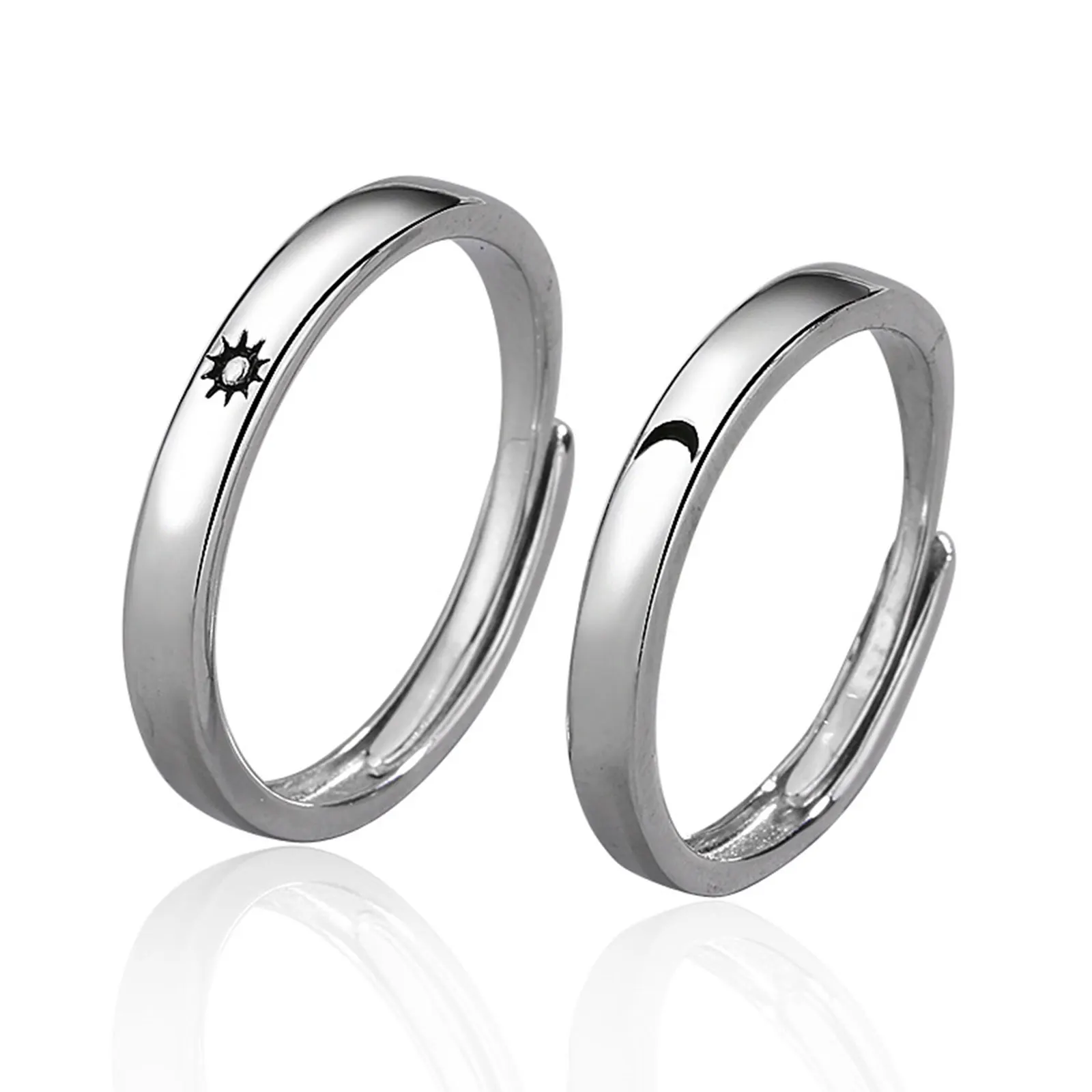 

Fashion Simple Opening Sun Moon Ring Minimalist Silver Color Sun Moon Adjustable Ring For Men Women Couple Engagement Jewelry