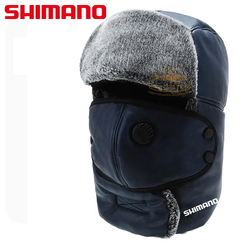 

Новинка 2022, зимняя теплая шапка SHIMANO для рыбалки, мужская и женская уличная теплая зимняя шапка для защиты ушей, бархатная Толстая шапка-маск...