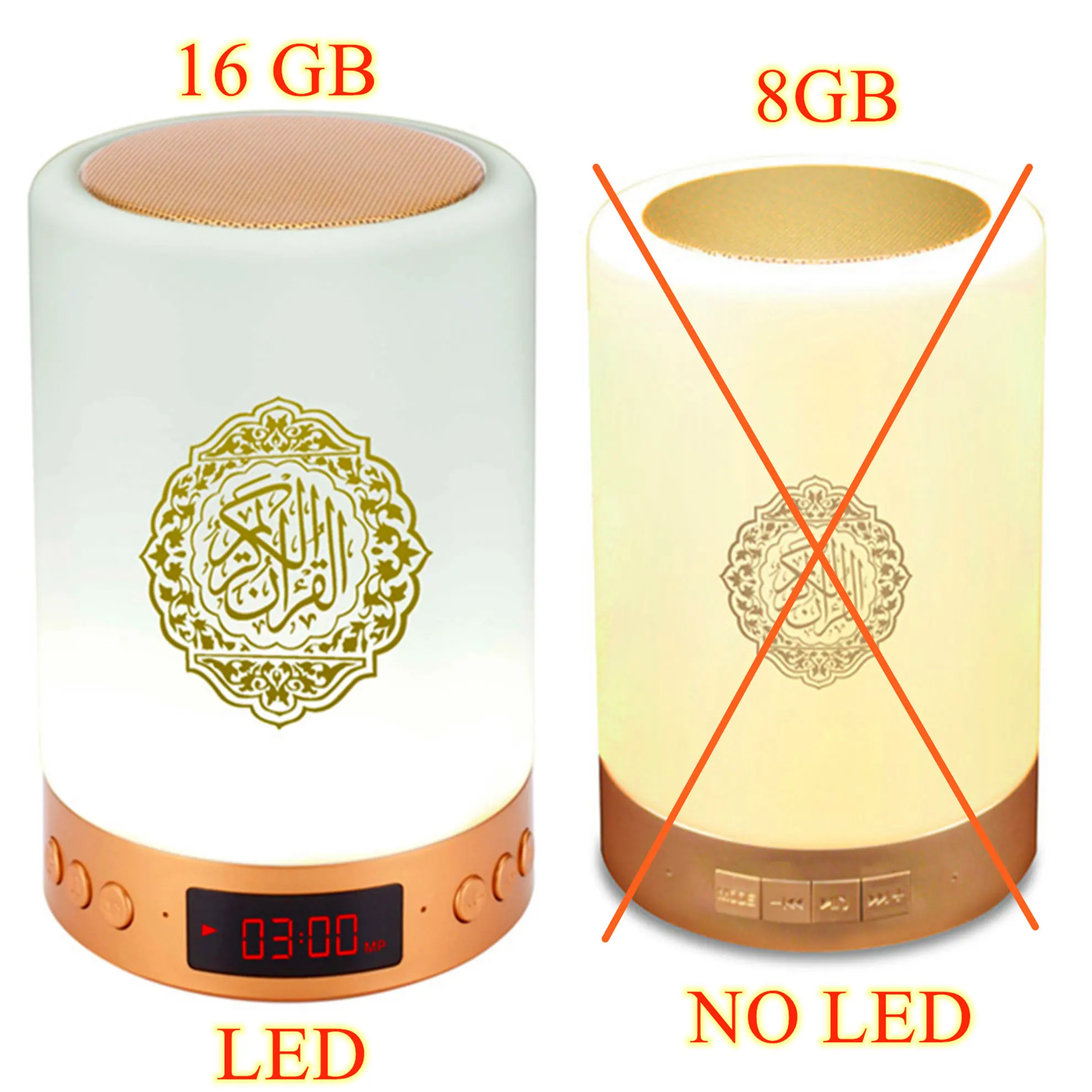 

16GB Quran Speaker Lamp Azan Clock Night Light Adhan Islam Koran Lamp Speaker Wireless Bluetooth Mp3 Player Radio Muslim Gift