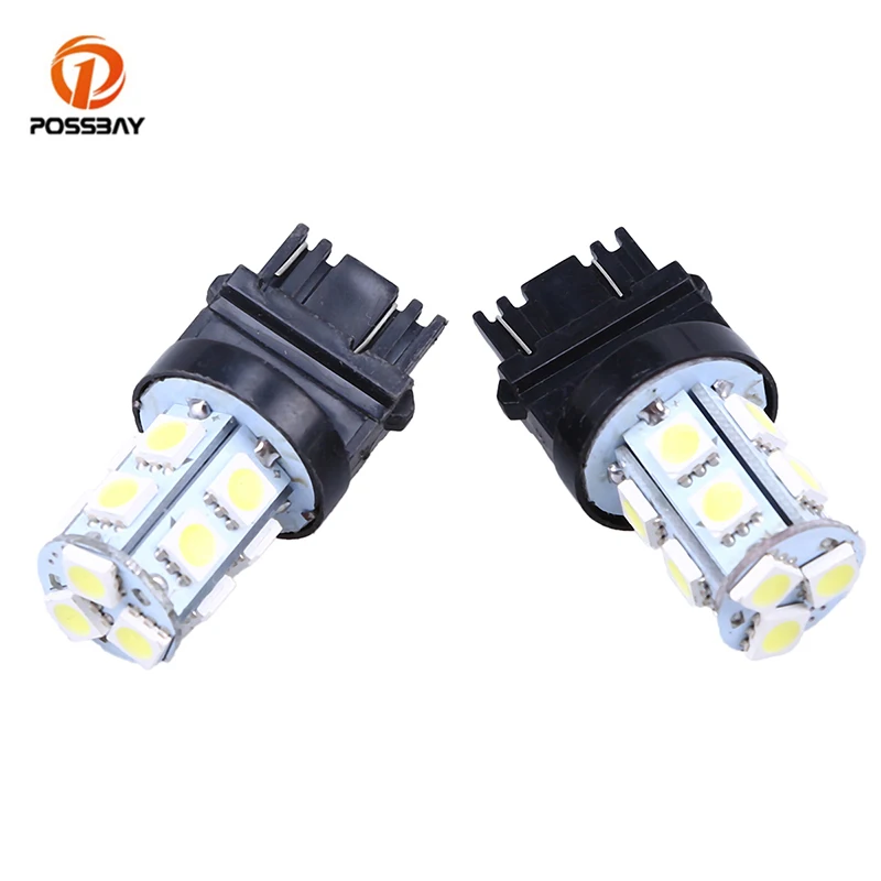 Автомобильные светодиодные лампы указателя поворота POSSBAY T25 3157, 2 шт., белые 5050 SMD, габаритные фонари, лампы 12 В, автомобильные аксессуары