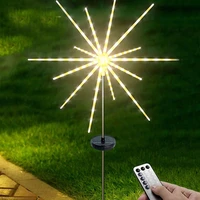solar firework meteor light outdoor solar garden starry starburst light with remote solar landscape pathway light for patio deco