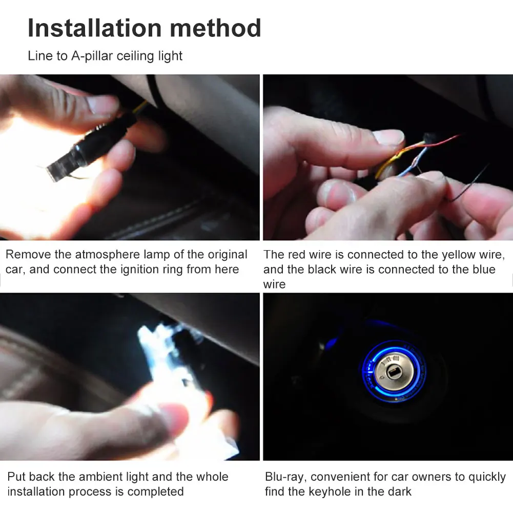 Кольцо для ключей зажигания автомобиля светодиодная подсветка Модифицированная