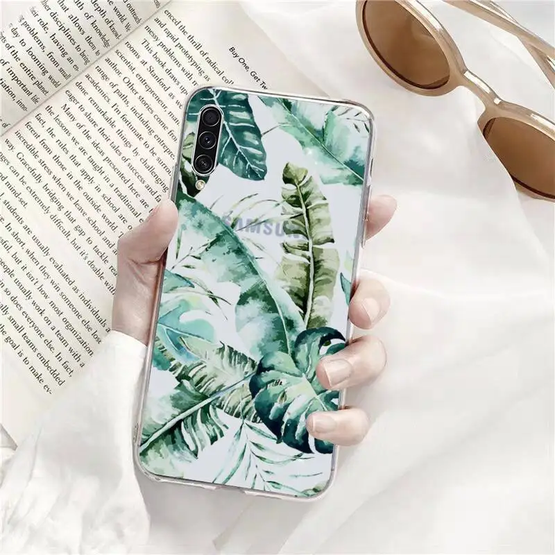 

Banana leaf flower art Phone Case Transparent for Samsung s9 s10 s20 Huawei honor P20 P30 P40 xiaomi note mi 8 9 pro lite plus
