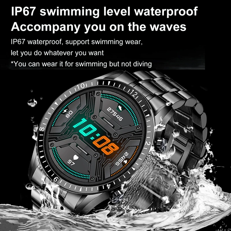 

2021 New Smart Watches Men Full Touch Screen Sports Fitness Watch IP67 Waterproof Bluetooth For Android ios smartwatch Mens+box