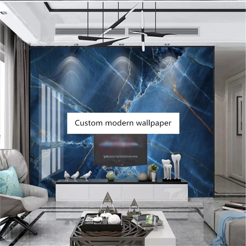 Обои beibehang под заказ современные синие Классические мраморные обои для гостиной