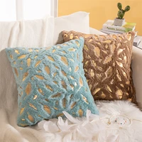 cushion covers golden feather soft cushions for home decor sofa chair bed solid color flannel pillowcases hot black