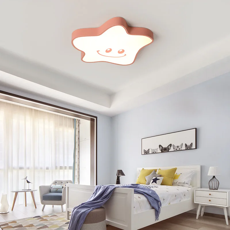 Pink Star Moon Bedroom Ceiling Light Lighting Fixture Modern Child Baby Kids Children's Room Led Lights For Home | Освещение