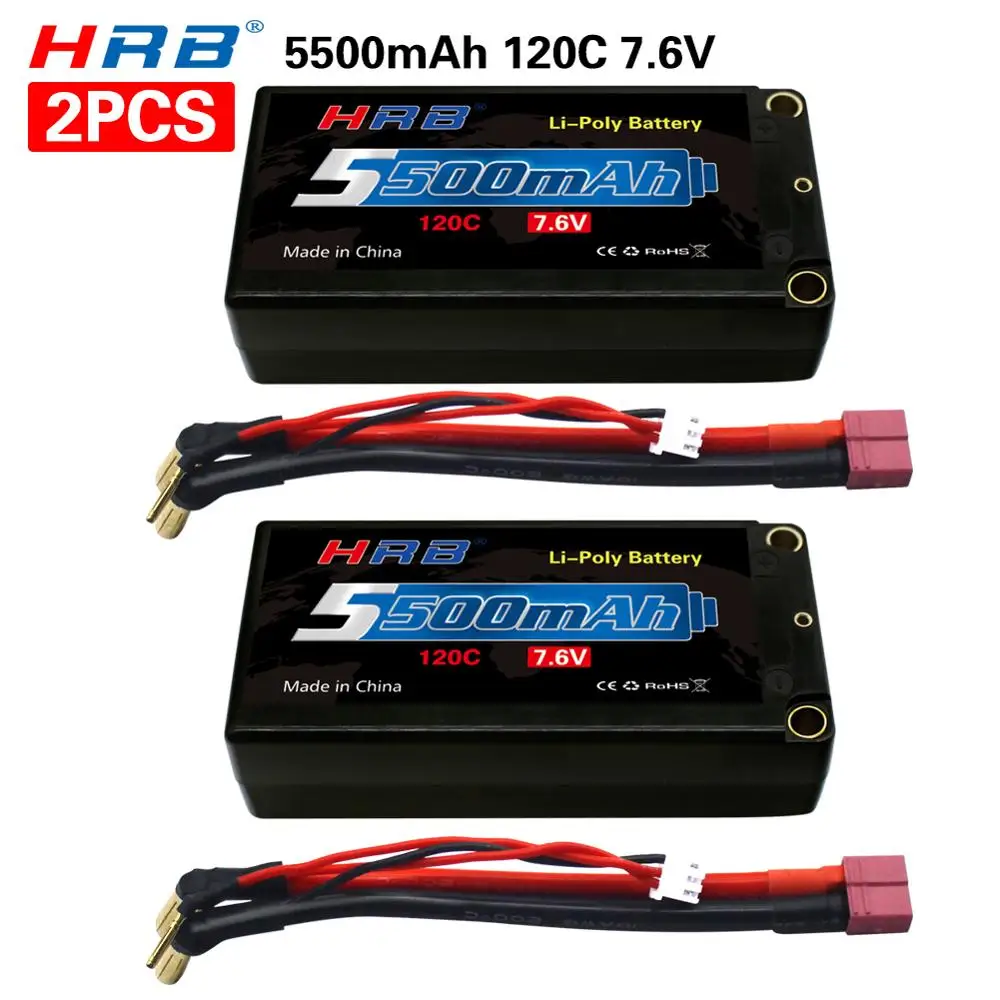 Аккумулятор HRB 2S short Lipo 7 6 В 5500 мАч 120C RC Жесткий Чехол с 5 мм пулевидным диаметром