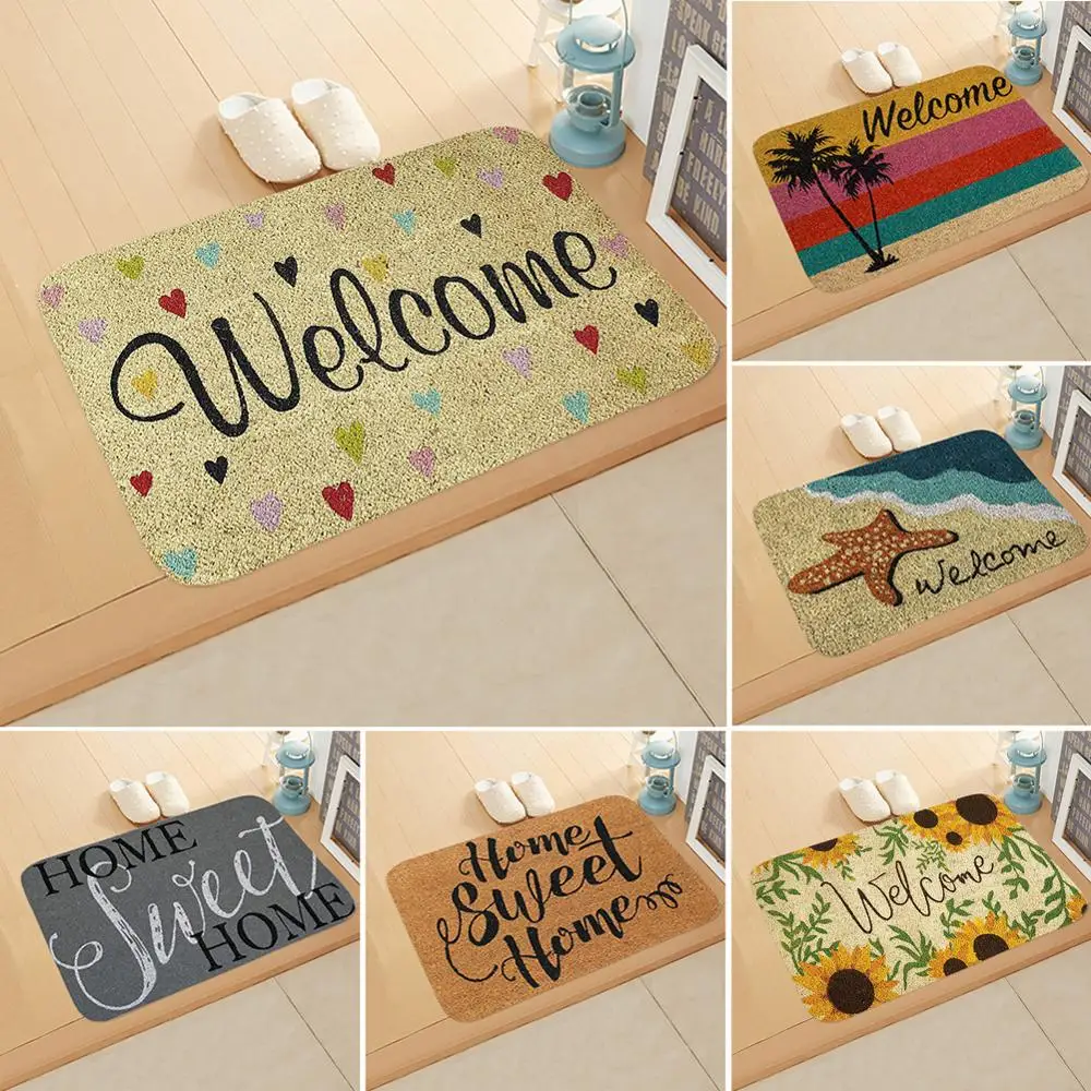 

Welcome Letter Print Doormats Rectangle Non-Slip Door Mat Bedroom Kitchen Entrance Word Print Floor Mat Doormats