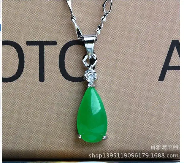 Натуральная Нефритовая зеленая подвеска в форме капли воды очаровательные