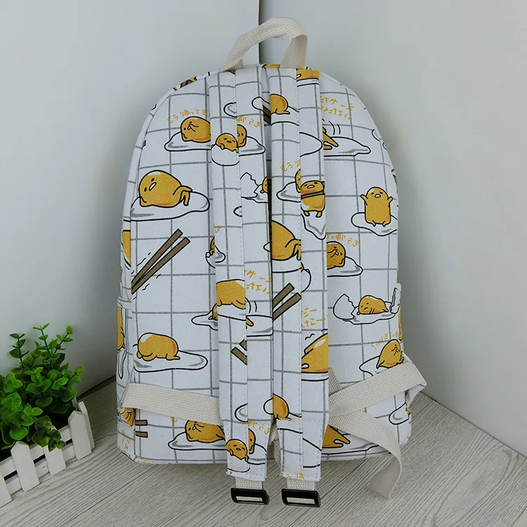 Cartoon Cat Yellow Gudetama Lazy Egg Student Shoulder Bags Action Figure Printed Canvas Kids Fashion School Backpack gifts New