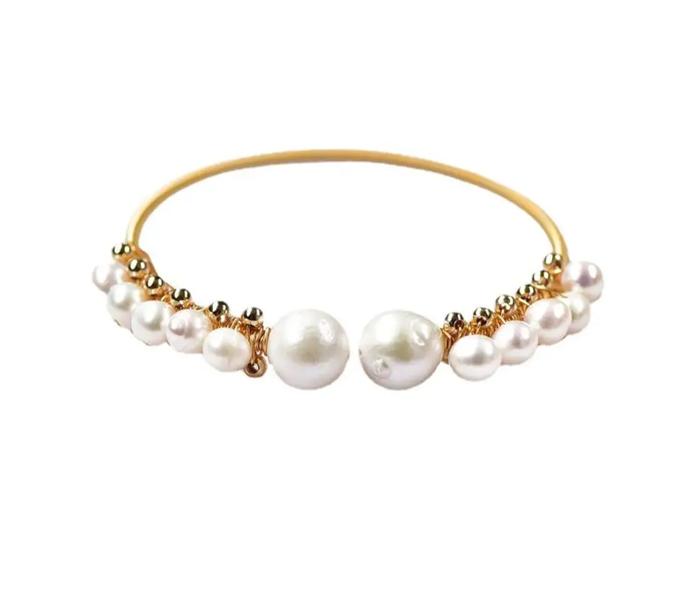 

Natural Freshwater Pearl 14k Gold Original Hypoallergenic Color Retention Adjustable Bracelet