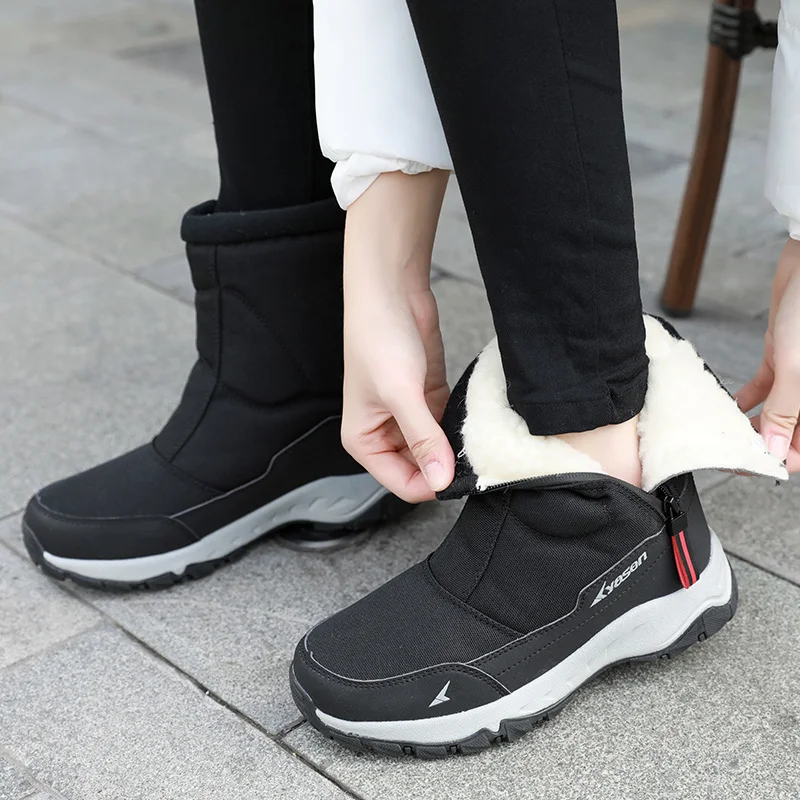 Зимние ботинки мужские водонепроницаемые с мехом зимняя обувь Нескользящие на