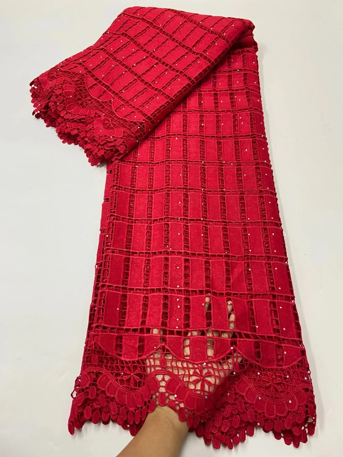 Новейший дизайн чистый белый Африканский шнур гипюр кружевная ткань 2020 высокое