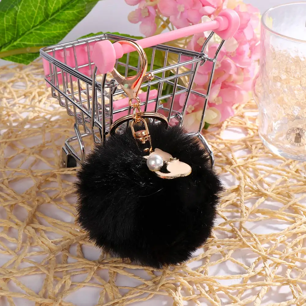 Забавный розовый Кот пушистый мех брелоки мягкий искусственный кролик мяч